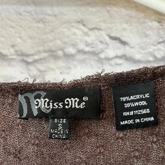 Miss Me Metallic Embellished Long Sleeve Tunic | Brown Tan Wool Blend | Size S - Picture 8 of 9